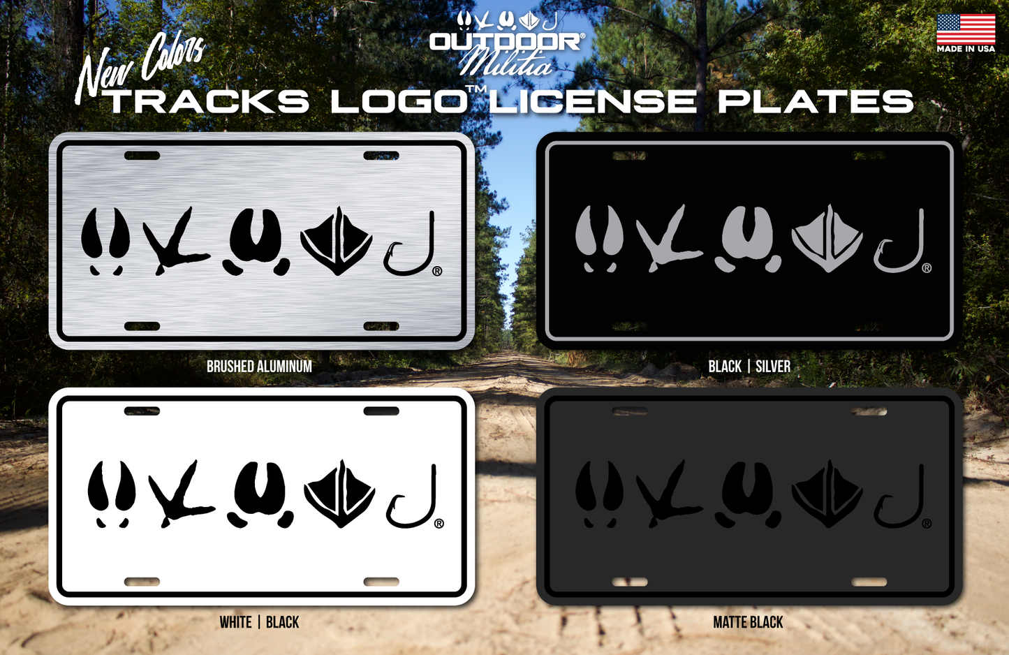 Tracks Logo License Plate | Brushed Aluminum - Outdoor Militia®